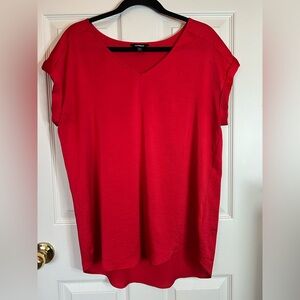 Express Red Short Sleeved V-neck Blouse Women’s Sz L EUC